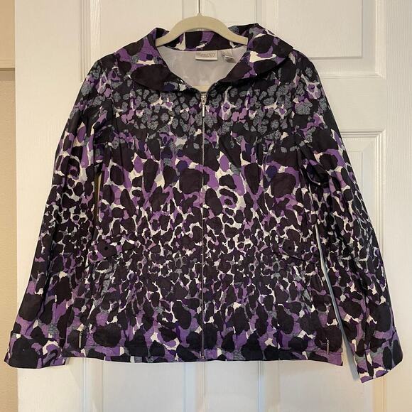 Zenergy by Chico's Jackets & Blazers - Chico’s Zenergy Women’s Medium Rain Jacket Purple Black Zip Up Lightweight